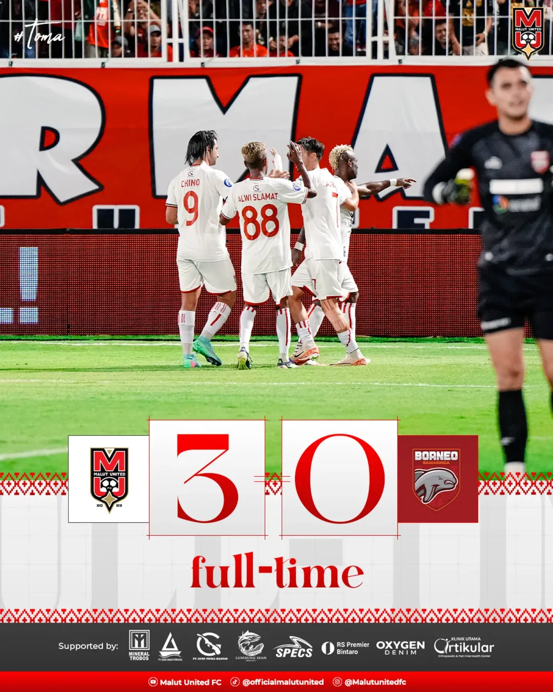 Malut United Hancurkan Borneo FC 3-0, Adriano Bersinar