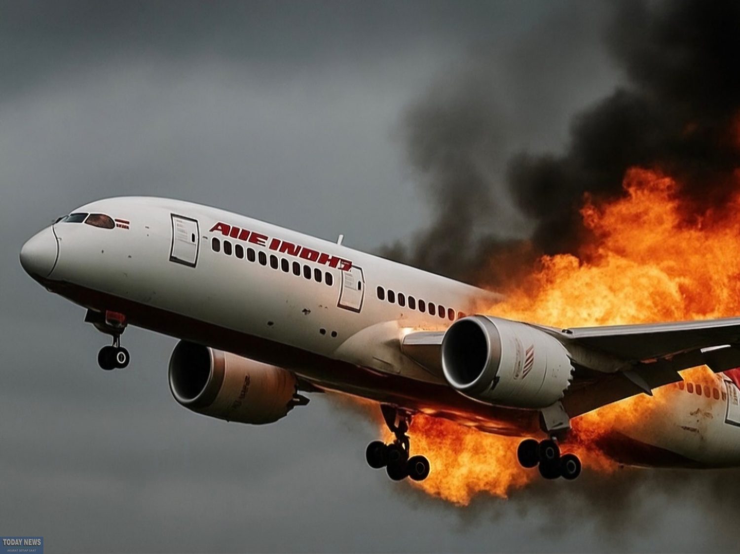 Ilustrasi pesawat terbakar
