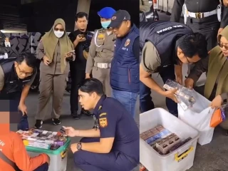 Pemkot Surabaya bersama Bea Cukai Sidoarjo sita 9.500 batang rokok ilegal.