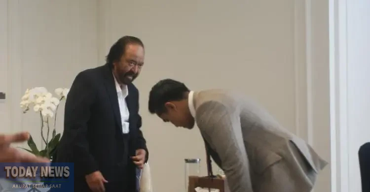 Ketua Umum PSI Kaesang Pangarep (kanan) saat temui Ketua Umum NasDem Surya Paloh di NasDem Tower, Senin (22/7/2024).