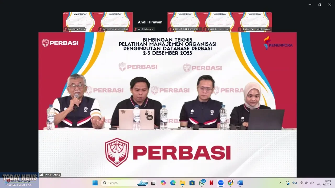 DPP Perbasi menggelar bimbingan teknis (Bimtek) pelatihan manajemen organisasi penginputan database secara hybrid ke DPD Perbasi.