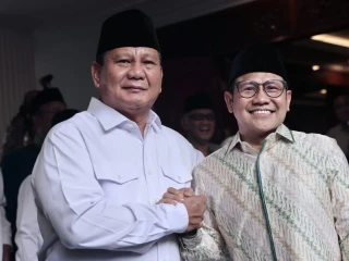 Ketua Umum DPP Partai Gerindra, Prabowo Subianto bersama Ketua Umum PKB, Abdul Muhaimin Iskandar atau Cak Imin.