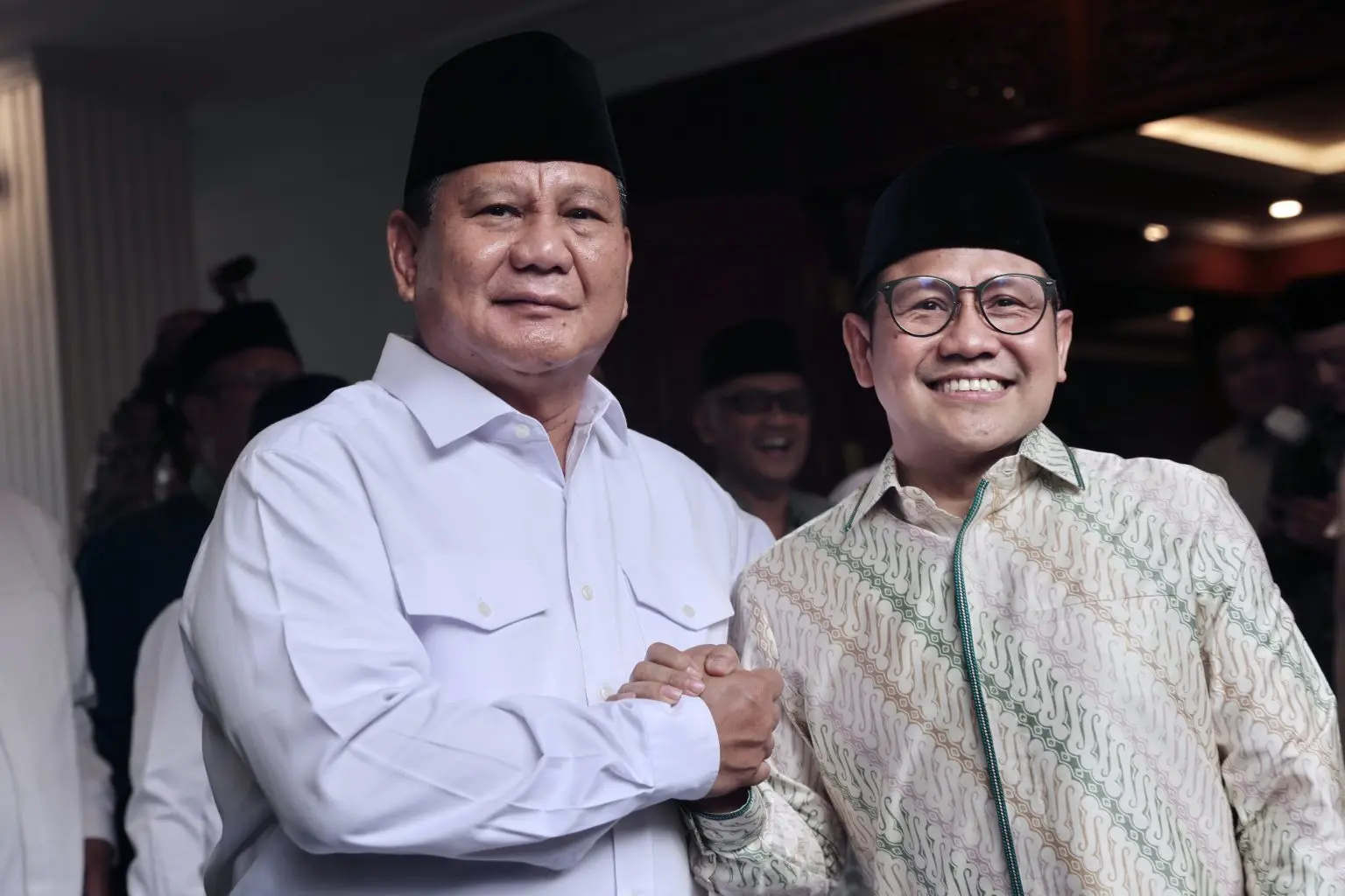 Ketua Umum DPP Partai Gerindra, Prabowo Subianto bersama Ketua Umum PKB, Abdul Muhaimin Iskandar atau Cak Imin.
