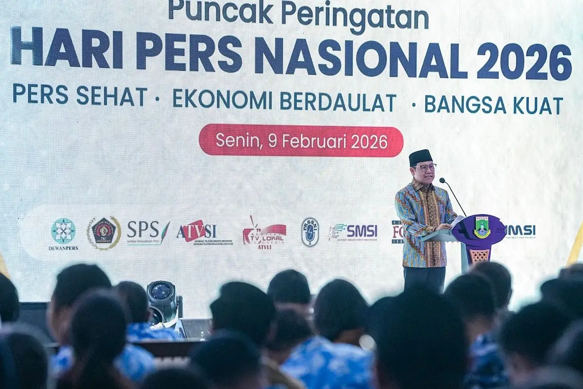 Menteri Koordinator Pemberdayaan Masyarakat, Abdul Muhaimin Iskandar atau Cak Imin mewakili Presiden RI Prabowo Subianto menghadiri Puncak Peringatan Hari Pers Nasional (HPN) 2026.