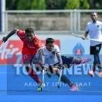 Para pemain Timnas Hockey Putra Indonesia sudah tampil maksimal menghadapi Oman pada laga kedua Pool A Kualifikasi Asian Games 2026 di Royal Thai Air Force Hockey Field Bangkok, Thailand, Jumat (3/4/2026). (PP FHI)