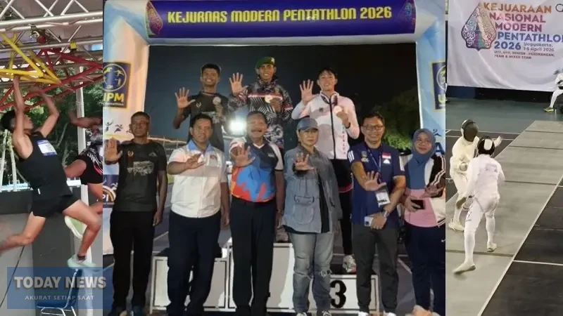 Waketum 1 KONI Pusat Suwarno dan Ketua Umum PP MPI Marsekal Muda TNI Purwoko Aji Prabowo berfoto bersama para juara senior putra. (PP MPI)