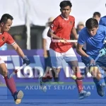 Timnas Hockey Field Putra Indonesia mencetak kemenangan kedua dengan mengalahkan Kazakhstan pada pertandingan ketiga Pool A kualifikasi Asian Games 2026 di Bangkok, Thailand, Minggu (5/4/2026). (PP FHI)