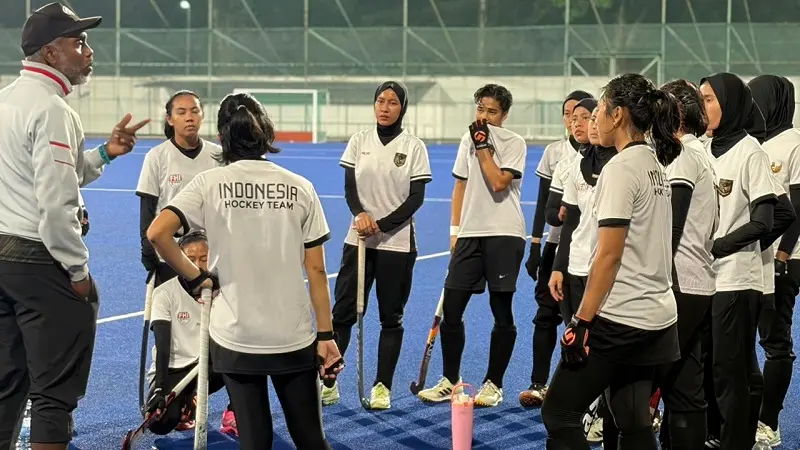 Timnas Hockey Field Putri Indonesia bertekad memberikan yang terbaik melawan Kazakhstan, Kamis (23/4/2026). (PP FHI)