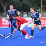 Timnas Hockey Field Putri Indonesia membuka penampilan dengan kemenang atas Kazakhstan pada laga Babak Kualifikasi Asian Games 2026 di Stadion Hockey Gelora Bung Karno (GBK) Senayan, Jakarta, Kamis (23/4/2026). (PP FHI)