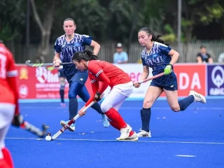 Timnas Hockey Field Putri Indonesia membuka penampilan dengan kemenang atas Kazakhstan pada laga Babak Kualifikasi Asian Games 2026 di Stadion Hockey Gelora Bung Karno (GBK) Senayan, Jakarta, Kamis (23/4/2026). (PP FHI)