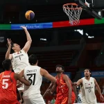 Tim basket 3x3 putra Indonesia harus menelan kekalahan yang kedua dari Sri Lanka pada Asian Beach Games 2026 Sanya, Minggu (26/4/2026). (NOC Indonesia)