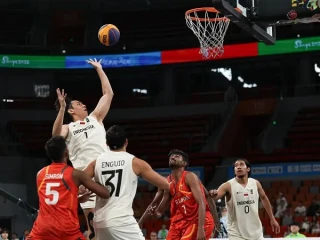 Tim basket 3x3 putra Indonesia harus menelan kekalahan yang kedua dari Sri Lanka pada Asian Beach Games 2026 Sanya, Minggu (26/4/2026). (NOC Indonesia)
