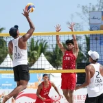 Pasangan voli pantai putra Indonesia yang diperkuat Bintang Akbar/Sofyan Rachman, sukses memastikan langkah ke perempatfinal usai menang meyakinkan atas Jepang. (NOC Indonesia)