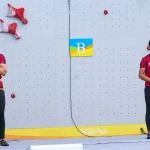 Pasangan atlet panjat tebing putri asal Bali, Desak Made Rita Kusuma Dewi/Kadek Adi Asih, mempersembahkan medali emas bagi Kontingen Indonesia dari cabang olahraga panjat tebing pada Asian Beach Games 2026 Sanya, China. (NOC Indonesia/Naif Muhammad Al’as)